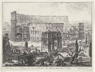 Boog van Constantijn en het Colosseum te Rome
