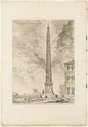 Egyptische obelisk. Deze werd opgericht door paus Sixtus V op het Piazza van St. Jan van Lateranen, uit Zichten van Rome