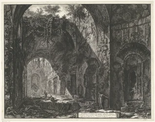 Interieur van de Tempel van de god Canopus in de Villa Adriana te Tivoli (Gezichten op Rome)