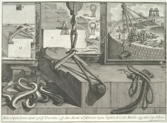 Middelen waarmee de grote blokken travertijn en marmer werden opgetild, 1756-57