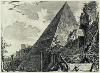 Piramide van Gaius Cestius (uit: Vedute di Roma)
