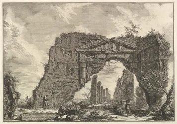 Resten van een overdekte portiek, of een cryptoporticus, in een villa van Domitianus, vijf mijl, ca. 1766