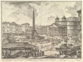 De Piazza della Rotonda, met het Pantheon en de obelisk, uit „Vedute di Roma“