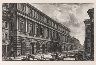 Gezicht op het Palazzo Stopani. Architectuur van Rafaël van Urbino, uit de Vedute di Roma (Gezichten op Rome)
