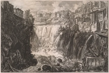 Gezicht op de waterval van Tivoli