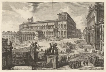 Veduta della Piazza di Monte Cavallo (Uitzicht op het Piazza di Monte Cavallo [Piazza del Quirinale met het Quirinaal Paleis in het midden]), uit Vedute di Roma (Gezichten van Rome)