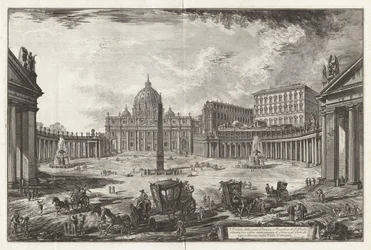 Gezicht op het Grote Plein en de Basiliek van Sint-Pieter
