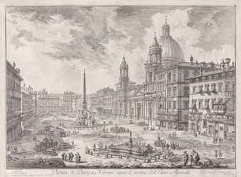 Gezicht op Piazza Navona boven de ruïnes van het Circus Agonalis, uit Vedute di Roma (Gezichten op Rome)
