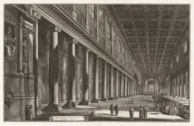 Interieur van de Basiliek van Santa Maria Maggiore, uit Vedute di Roma