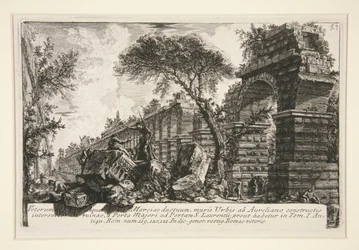 Veterum Aquae Marciae ductuum, muris Urbis ab Aureliano constructis (Oude aquaduct van de Acqua Marcia), uit Della Magnificenza ed Architettura de