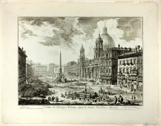 Uitzicht op Piazza Navona boven de ruïnes van het Circus van Domitianus, uit Zichten van Rome