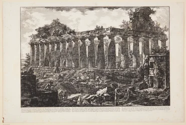 Gezicht op een andere tempel in de stad Paestum, waarvan algemeen wordt aangenomen dat hij aan Juno was gewijd [...]