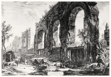 Zicht op het Aquaduct van Nero, uit de 