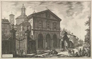 Uitzicht op de basiliek van San Sebastiano fuori delle mura [Sint Sebastiaan buiten de muren], ca. 1750