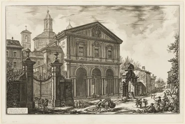 Zicht op de Basiliek van San Sebastiano fuori delle mura [St. Sebastiaan buiten de Muren] aan de Via Appia, uit Zichten op Rome