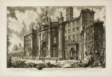 Gezicht op de Façade van de Basiliek van S. Croce in Gerusalemme, uit Zichten van Rome