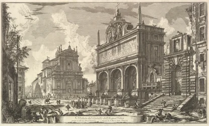 Gezicht op de bron van de Acqua Felice..., uit Vedute di Roma (Romeinse gezichten)