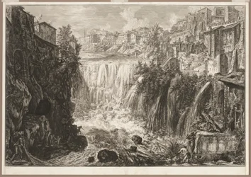 Uitzicht op de Grote Waterval bij Tivoli, uit Zichten van Rome
