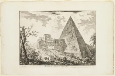 Uitzicht op de Piramidale Tombe van Cestius, uit Zichten op Rome