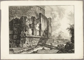 Uitzicht op de Resten van het Graf van de Plautii aan de Via Tiburtina, nabij de Ponte Lugano, twee mijl van Tivoli, uit Zichten van Rome