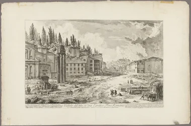 Uitzicht op de locatie van het oude Romeinse Forum, uit Zichten van Rome