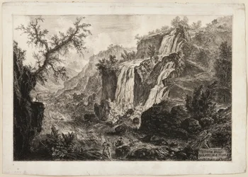 Uitzicht op de Kleine Waterval en Stroomversnellingen, Tivoli, uit Zichten van Rome