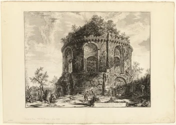 Uitzicht op de zogenaamde Tempio della Tosse (Tempel van de Hoest) aan de Via Tiburtina een mijl van Tivoli, uit Zichten van Rome