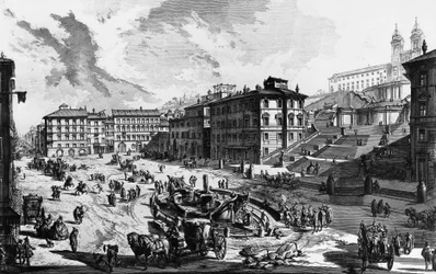 Uitzicht op de Spaanse Trappen in Rome, Italië