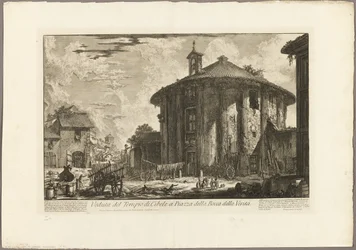 Uitzicht op de Tempel van Cybele op het Piazza van de Bocca della Verità, uit Zichten van Rome