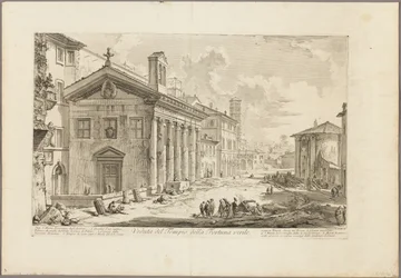 Uitzicht op de Tempel van Fortuna Virilis. Nu de Armeense kerk van S. Maria Egizziaca, uit Uitzichten van Rome
