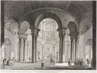 Gezicht op het interieur van het graf van de heilige Costanza, gebouwd door Constantijn de Grote en ten onrechte de Tempel van Bacchus genoemd, nu de kerk van de heilige Costanza.
