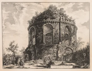 Gezichten van Rome: De zogenaamde Tempio della Tosse, nabij Tivoli, 1763