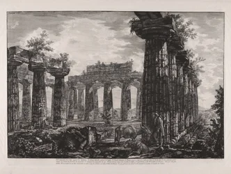 Binnenaanzicht van het zogenaamde College van de Anfictions, uit „Verschillende gezichten op ... Pesto“ (Verschillende gezichten op ... Paestum)