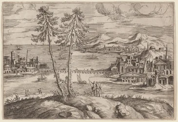 Landschap met twee bomen