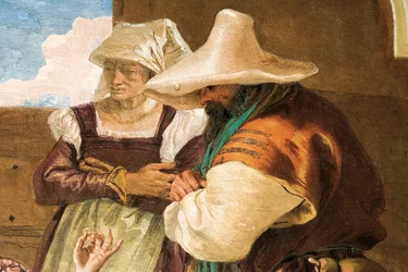 Detail (Angelica en Medoro Nemen Afscheid van de Boeren), uit de Kamer van Orlando Furioso in de Palazzina