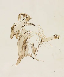 Mannelijke figuur van onderaf gezien