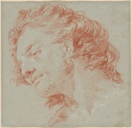 Het hoofd van een jonge man in profiel naar links (recto); Studies van allegorische figuren (verso)