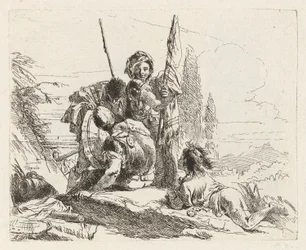 Drie soldaten en een jongen, uit Vari capricci (Verschillende Capriccios)