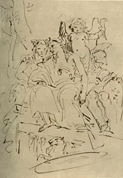 Twee vrouwen, Eros en een soldaat, midden 18e eeuw, 1928