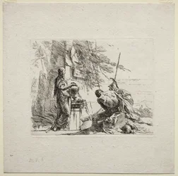 Verschillende Caprices: De Vrouw Staande met Handen op een Vaas, 1785