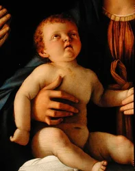Maagd en Kind met St. Catharina en Maria Magdalena, ca. 1500 (detail)