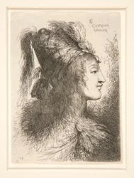 Figuur naar rechts, uit de serie Kleine studies van hoofden