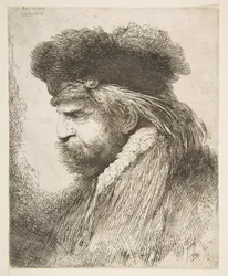Hoofd van een oude man naar links, uit de serie van Grote Oosterse Hoofden, ca. 1645-50