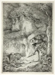 De lichamen van de heiligen Petrus en Paulus verborgen in de catacomben