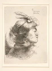 Jonge man zonder baard, gezien in profiel, naar rechts gekeerd, uit de serie Les petites tetes d