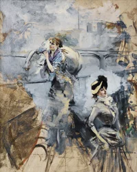 Boldini - WASSERWOMAN AND A YOUNG BRUNETTE BIJ DE SEINE, PARIJS