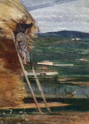 Hooiberg, een boer op een ladder