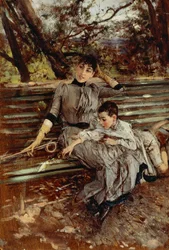 In de tuin of Alaide en Ottavio Banti, circa 1884, door Giovanni Boldini (1842-1931)