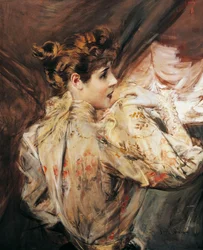 Portret van Eleonora Duse, Italiaanse actrice, schilderij door Giovanni Boldini