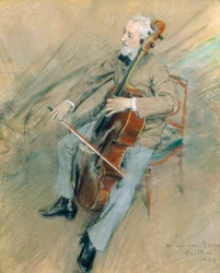 Portret van cellist Gaetano Braga